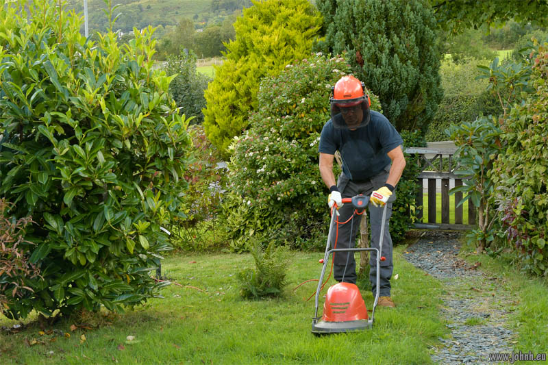 Mowing the grass in Keswick