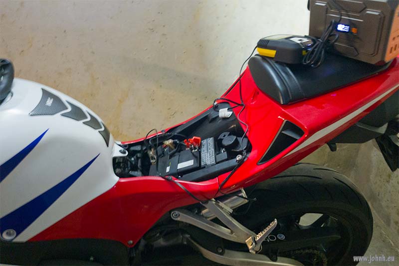 Bike battery on trickle charge Bike battery on trickle charge